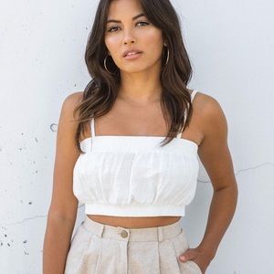 Harly Jae White Linen Crop Top